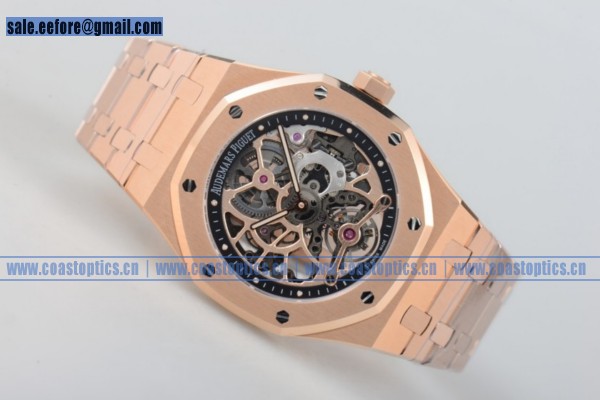 Perfect Replica Audemars Piguet Royal Oak Openworked Extra-Thin3 Watch Rose Gold 15204OR.OO.1240OR.02 (AAAF)
